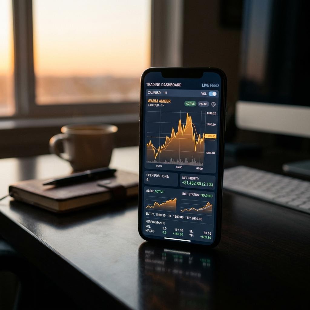 Rylmextron AI crypto trading platform gränssnitt på mobil enhet